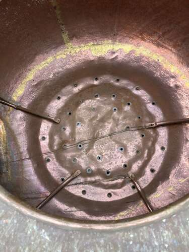 Antique reclaimed copper cauldron - copper planter