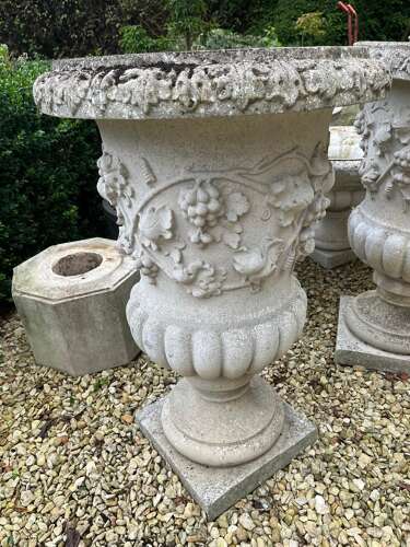 Pair of Haddonstone Florentine urns
