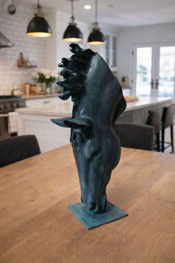 Bronze horse head - equine sculpture 50 cm