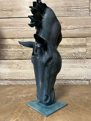 Bronze horse head - equine sculpture 50 cm