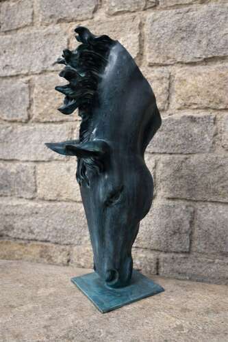 Bronze horse head - equine sculpture 50 cm