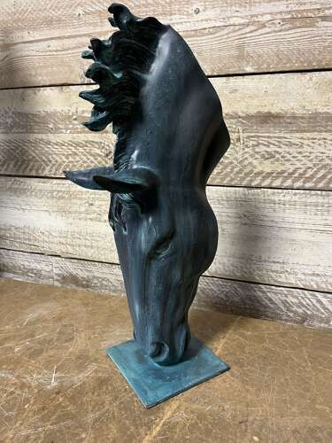 Bronze horse head - equine sculpture 50 cm