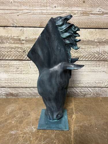 Bronze horse head - equine sculpture 50 cm