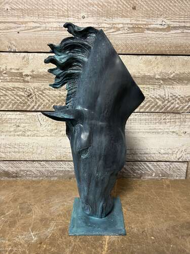Bronze horse head - equine sculpture 50 cm