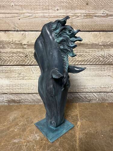 Bronze horse head - equine sculpture 50 cm