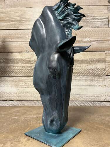 Bronze horse head - equine sculpture 50 cm