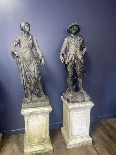 Pair of Lead Garden Statues - Garden Antiques