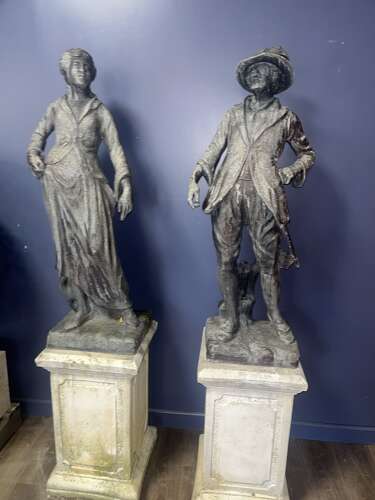 Pair of Lead Garden Statues - Garden Antiques