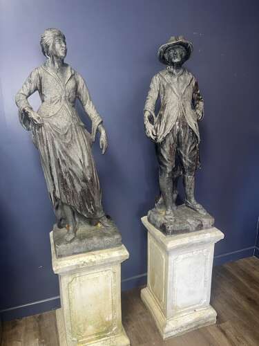 Pair of Lead Garden Statues - Garden Antiques