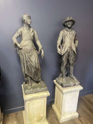Pair of Lead Garden Statues - Garden Antiques