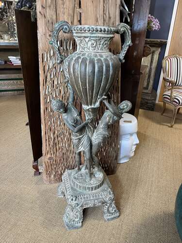 Bronze two handled urn - bronze planter