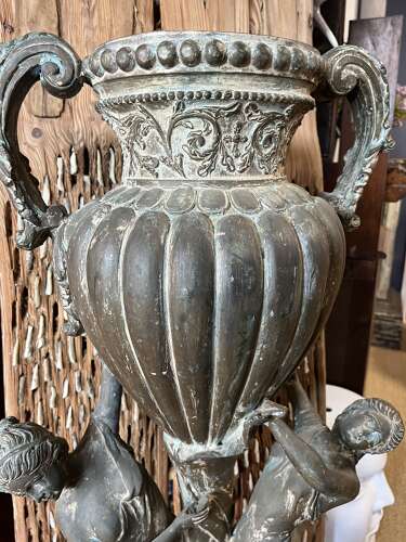Bronze two handled urn - bronze planter