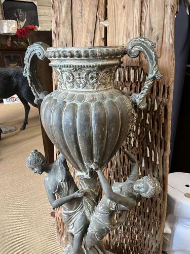 Bronze two handled urn - bronze planter