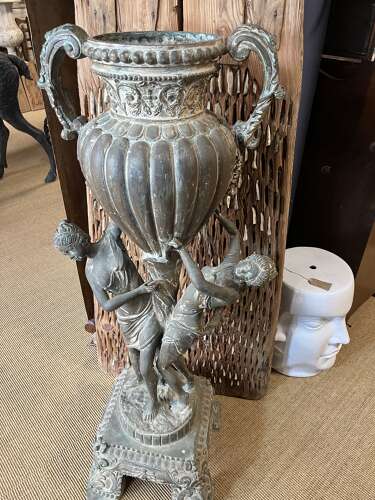 Bronze two handled urn - bronze planter
