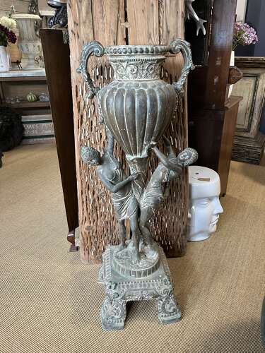 Bronze two handled urn - bronze planter