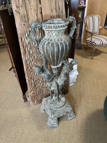 Bronze two handled urn - bronze planter