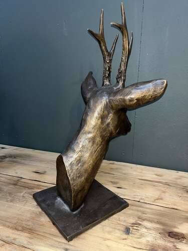 Bronze Roe Deer Head - deer sculpture in bronze