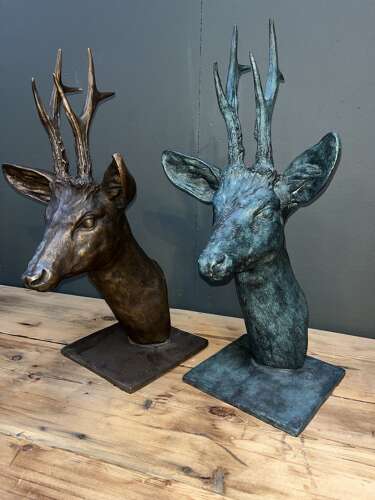 Bronze Roe Deer Head - deer sculpture in bronze