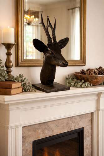 Bronze Roe Deer Head - deer sculpture in bronze