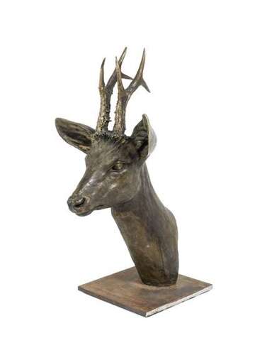 Bronze Roe Deer Head - deer sculpture in bronze