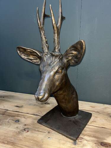 Bronze Roe Deer Head - deer sculpture in bronze