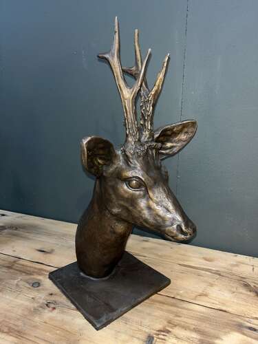 Bronze Roe Deer Head - deer sculpture in bronze