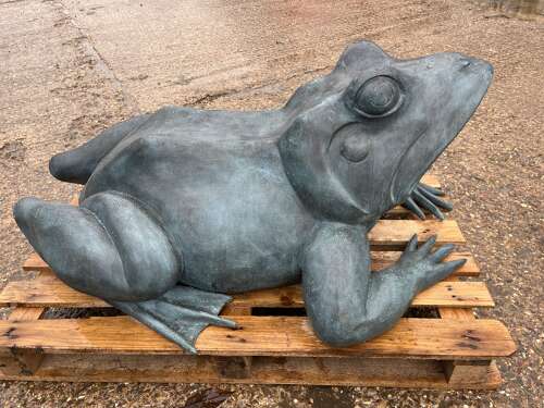 Large Bronze Frog Sculpture - frog garden statue in bronze