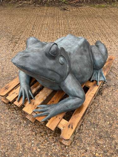 Large Bronze Frog Sculpture - frog garden statue in bronze