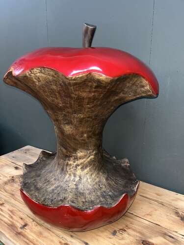 Bronze Apple core sculpture in red - bronze apple 60 cm
