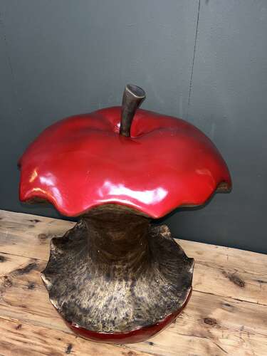 Bronze Apple core sculpture in red - bronze apple 60 cm