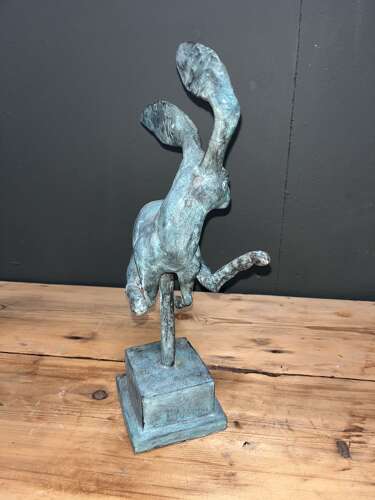 Big eared bronze Hare sculpture - bronze hares