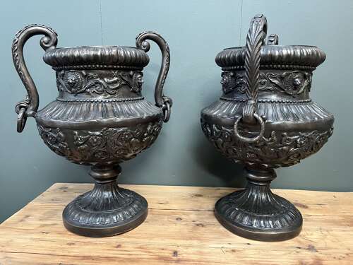 Bronze urns with handles 66 cm tall