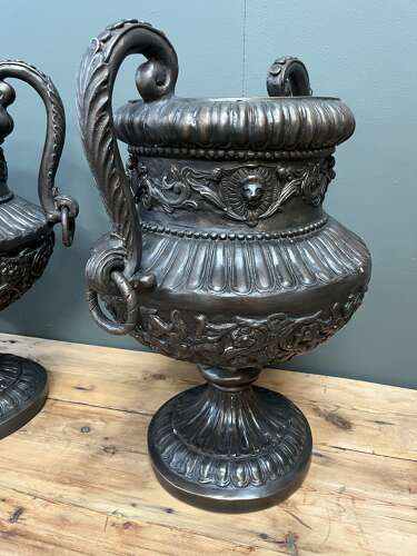 Bronze urns with handles 66 cm tall