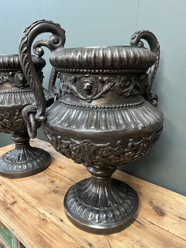 Bronze urns with handles 66 cm tall
