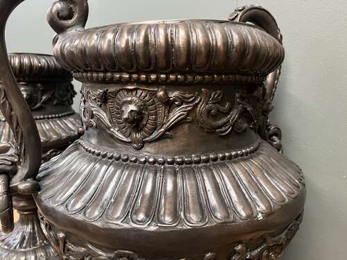 Bronze urns with handles 66 cm tall