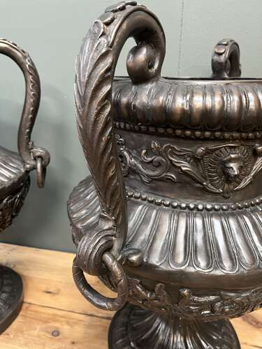 Bronze urns with handles 66 cm tall