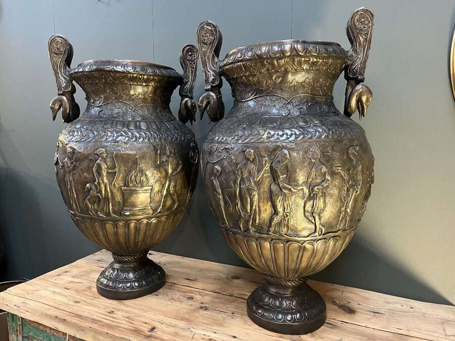 Pair of bronze urns 84 cm
