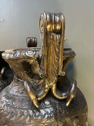 Pair of bronze urns 84 cm