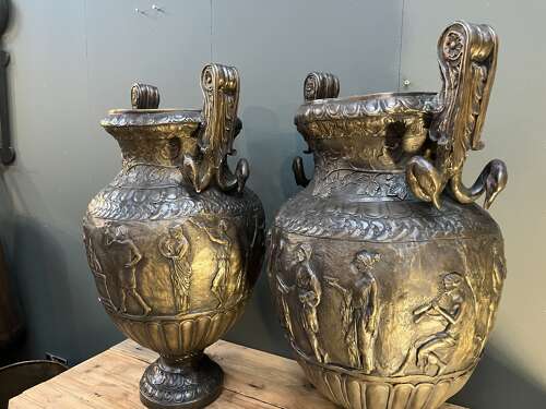 Pair of bronze urns 84 cm