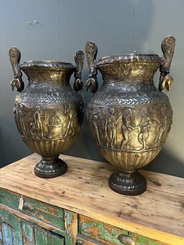 Pair of bronze urns 84 cm