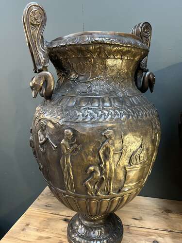 Pair of bronze urns 84 cm