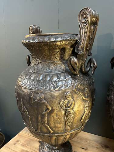 Pair of bronze urns 84 cm