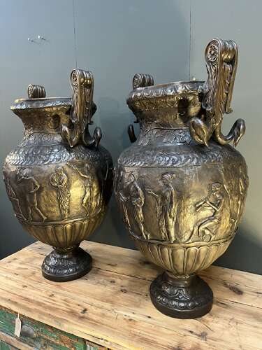 Pair of bronze urns 84 cm