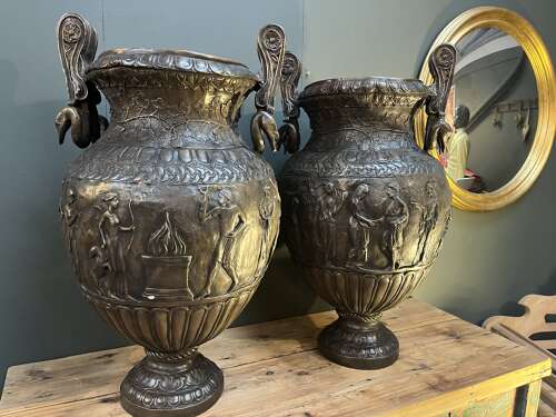 Pair of bronze urns 84 cm