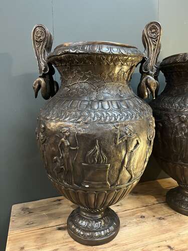 Pair of bronze urns 84 cm