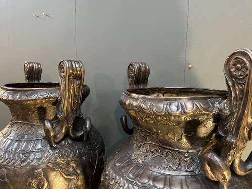 Pair of bronze urns 84 cm