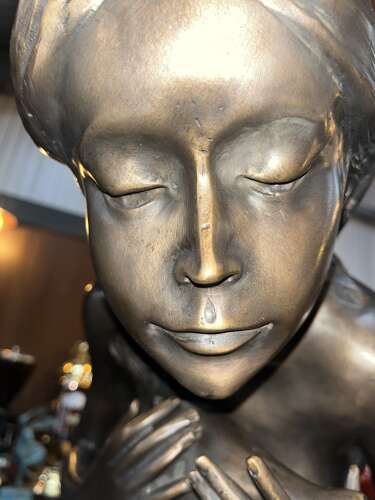 Bronze sculpture of a female with water jug - bronze water feature