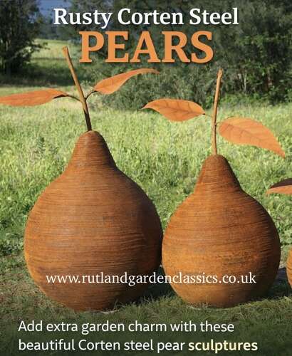 Rusty corten steel pears  100 cm - garden sculpture