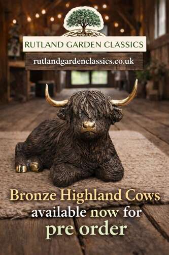 Laying Highland cow in bronze - bronze animal ornament