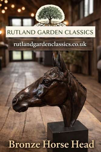 Bronze horse sculpture - bronze horse bust on stone